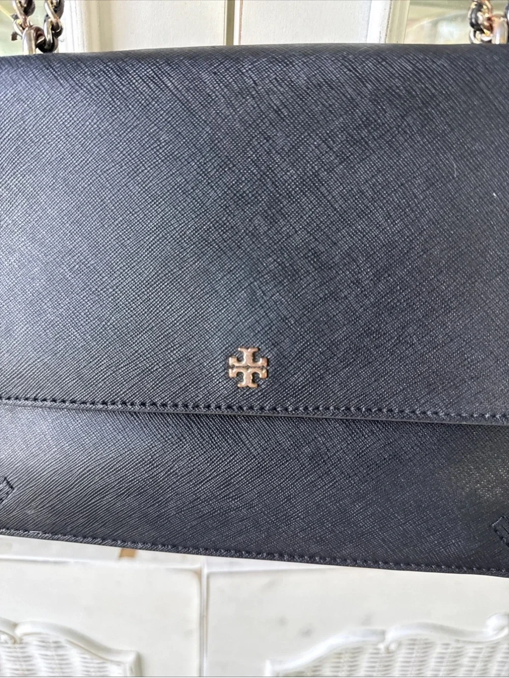 Tory Burch Emerson Envelope Adjustable Shoulder in Black Bag Purse Shoulder Bag